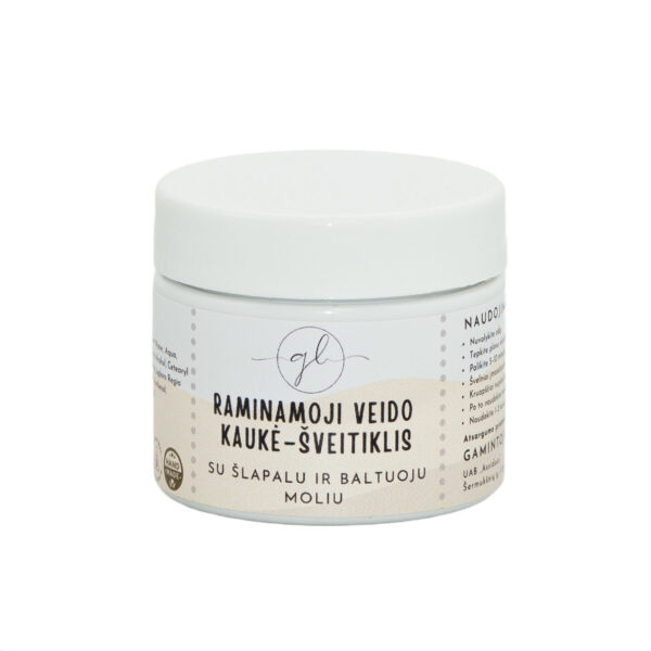 Raminamoji veido kaukė-šveitiklis su šlapalu ir baltuoju moliu (50 ml)