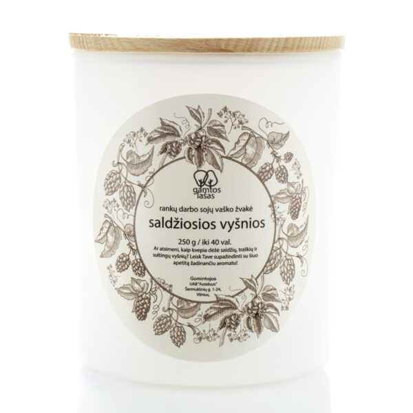 Aromaterapinė sojų vaško žvakė „Saldžiosios vyšnios“